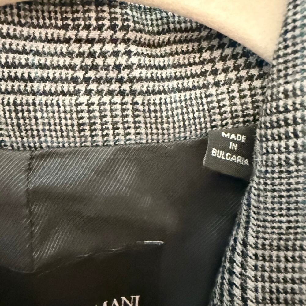 Emporio Armani Double Breasted Plaid Prince of Wales Gray Blazer Notched Lapel - Picture 5 of 13